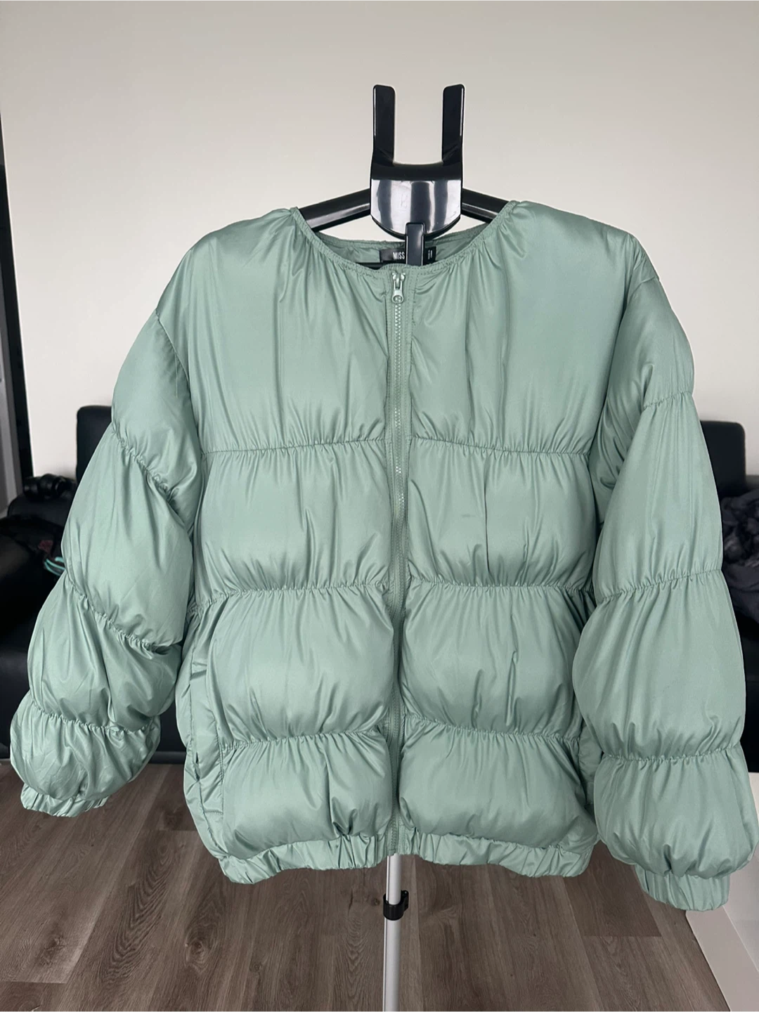 MISSGUIDED Marshmallow Padded Puffer Jacket Green Size US size 8