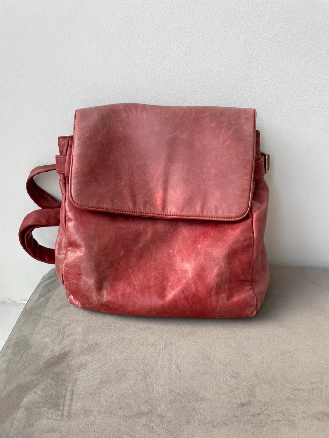 Hidesign red leather backpack rucksack bag purse