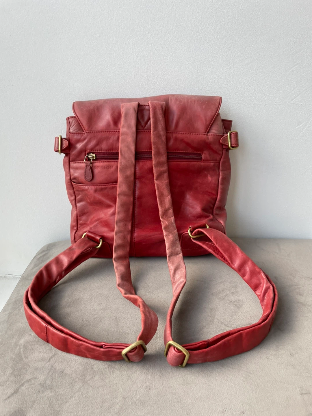 Hidesign red leather backpack rucksack bag purse - photo 2