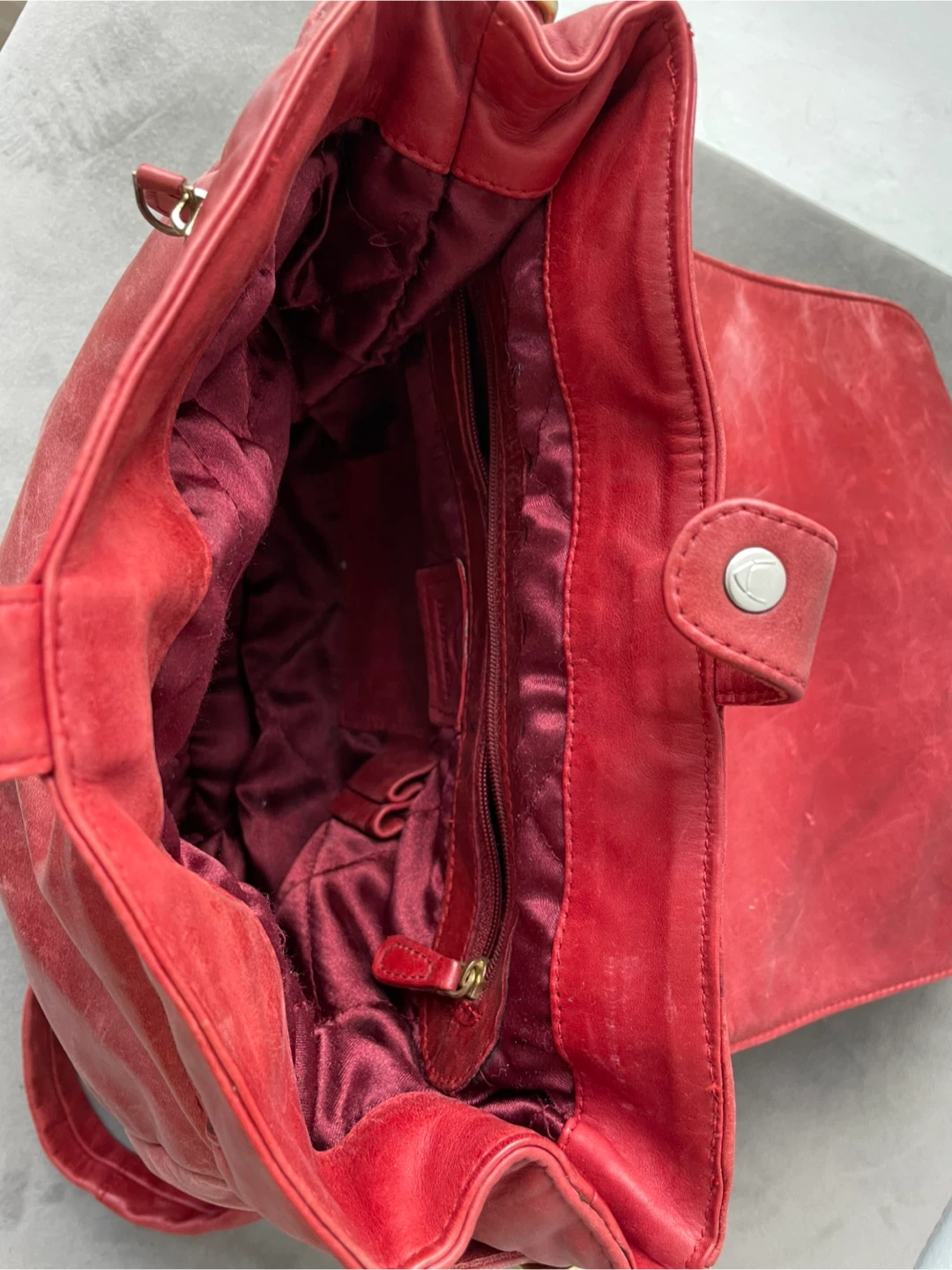 Hidesign red leather backpack rucksack bag purse - photo 3