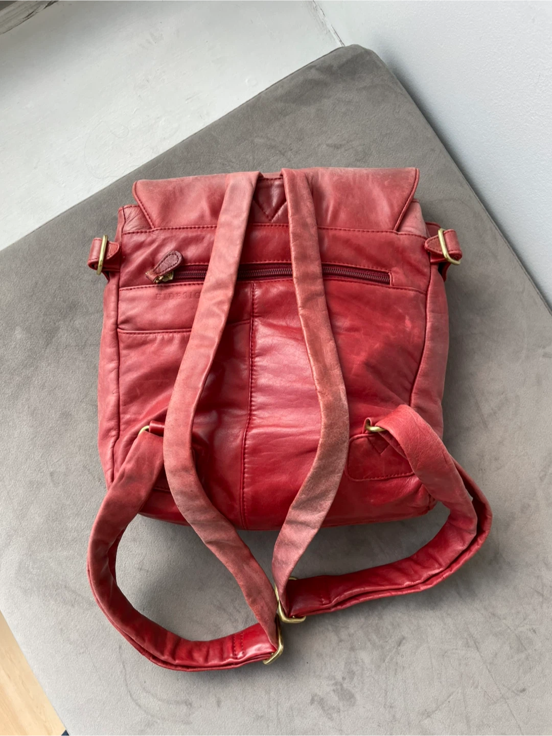 Hidesign red leather backpack rucksack bag purse - photo 4