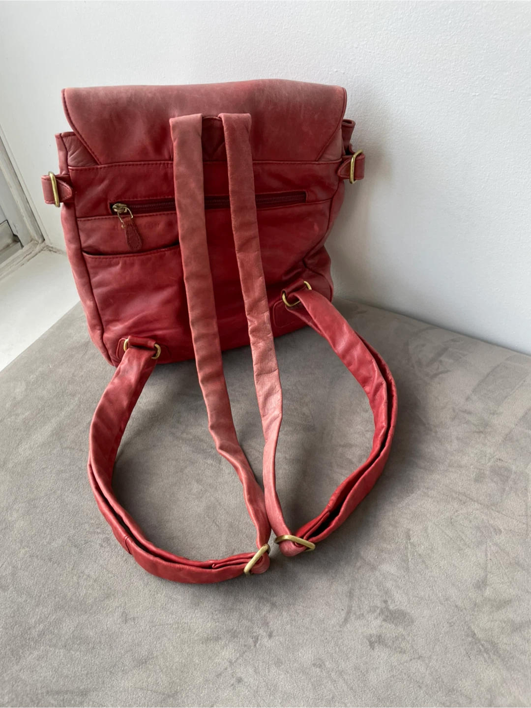 Hidesign red leather backpack rucksack bag purse - photo 5
