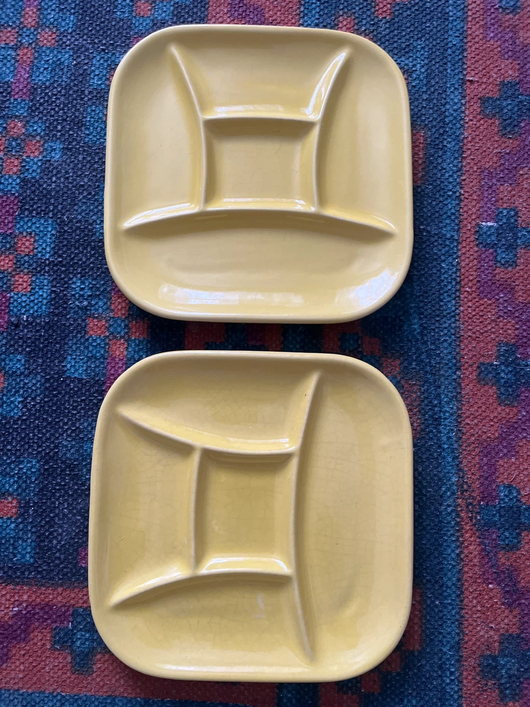 Set of 2 Yellow Divided Plates