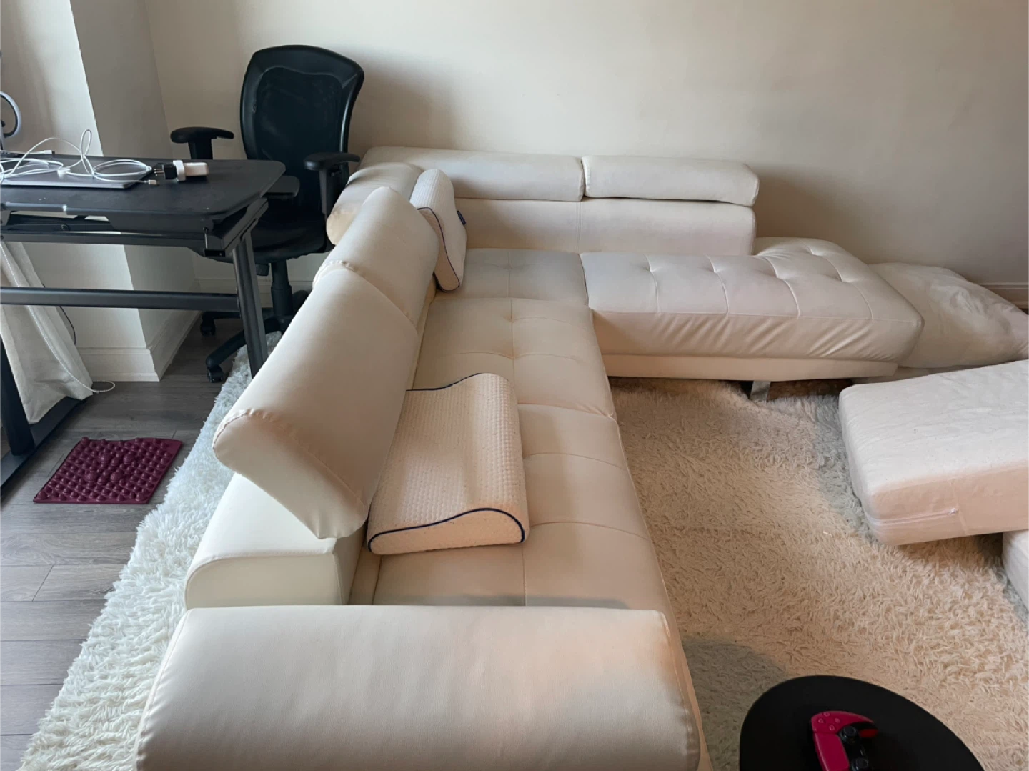 White Faux Leather Sectional Sofa - photo 4