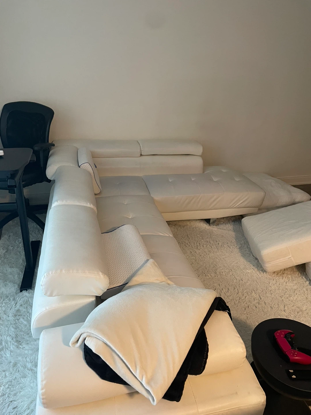 White Faux Leather Sectional Sofa - photo 5