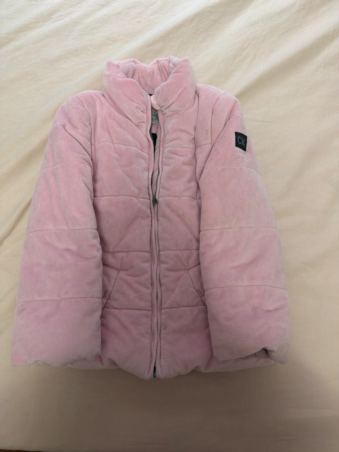 Calvin Klein Pink Velour Puffer Jacket - photo 2