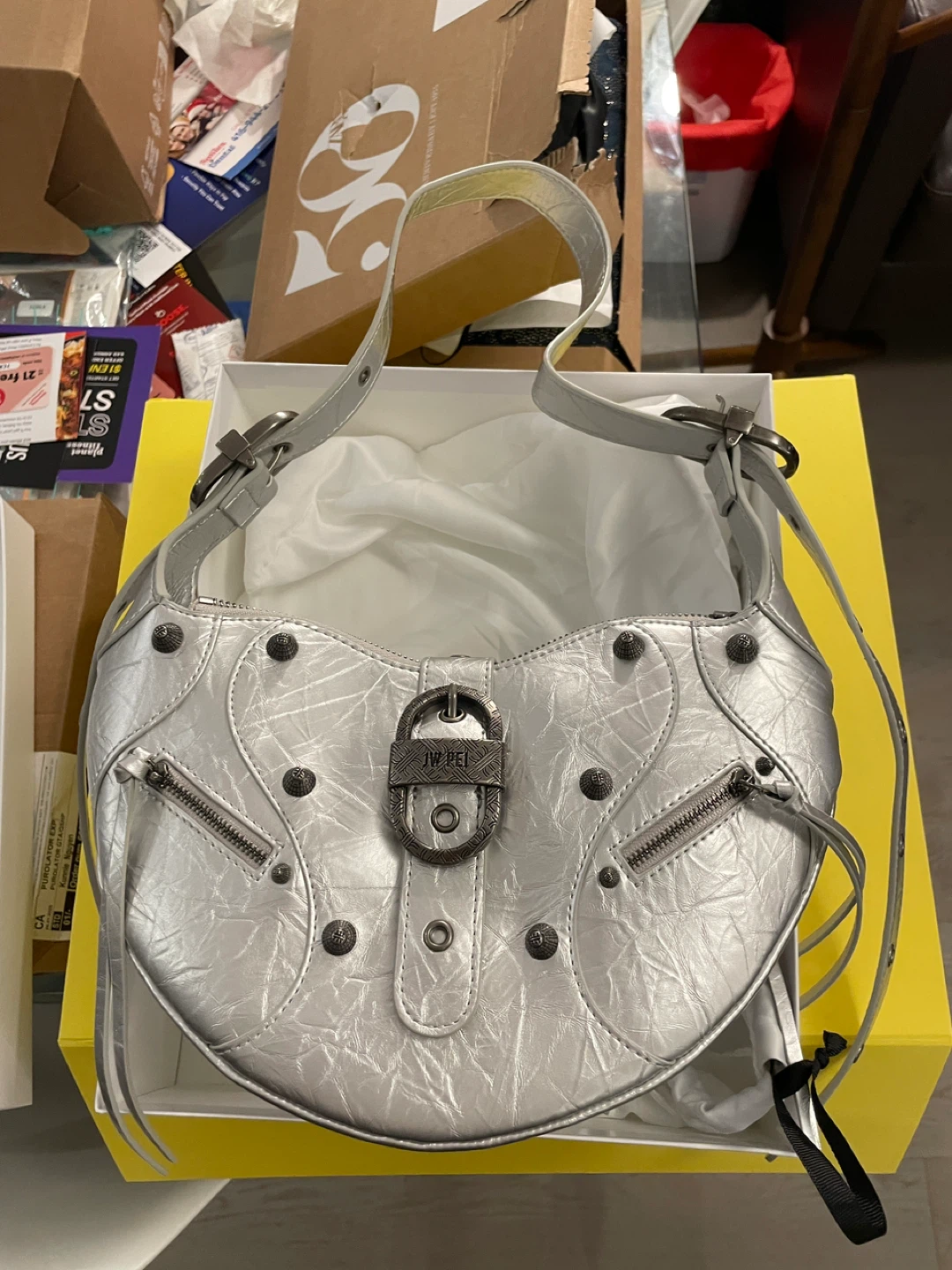 BRAND NEW WITH TAG AND ORIGINAL BOX JW Pei Tessa Silver Handbag
