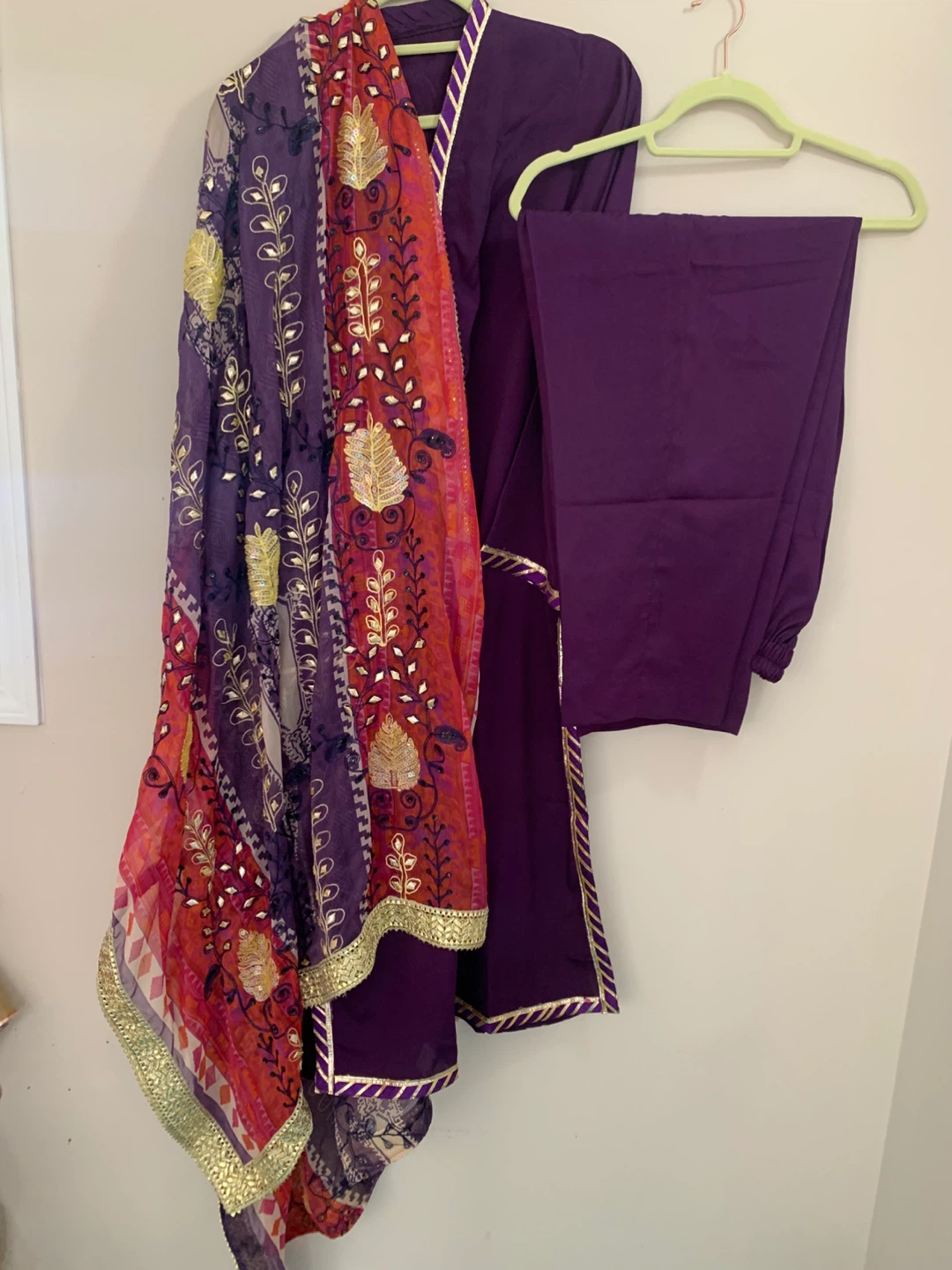 Purple 3-Piece Shalwar Kameez Set with Dupatta - photo 2