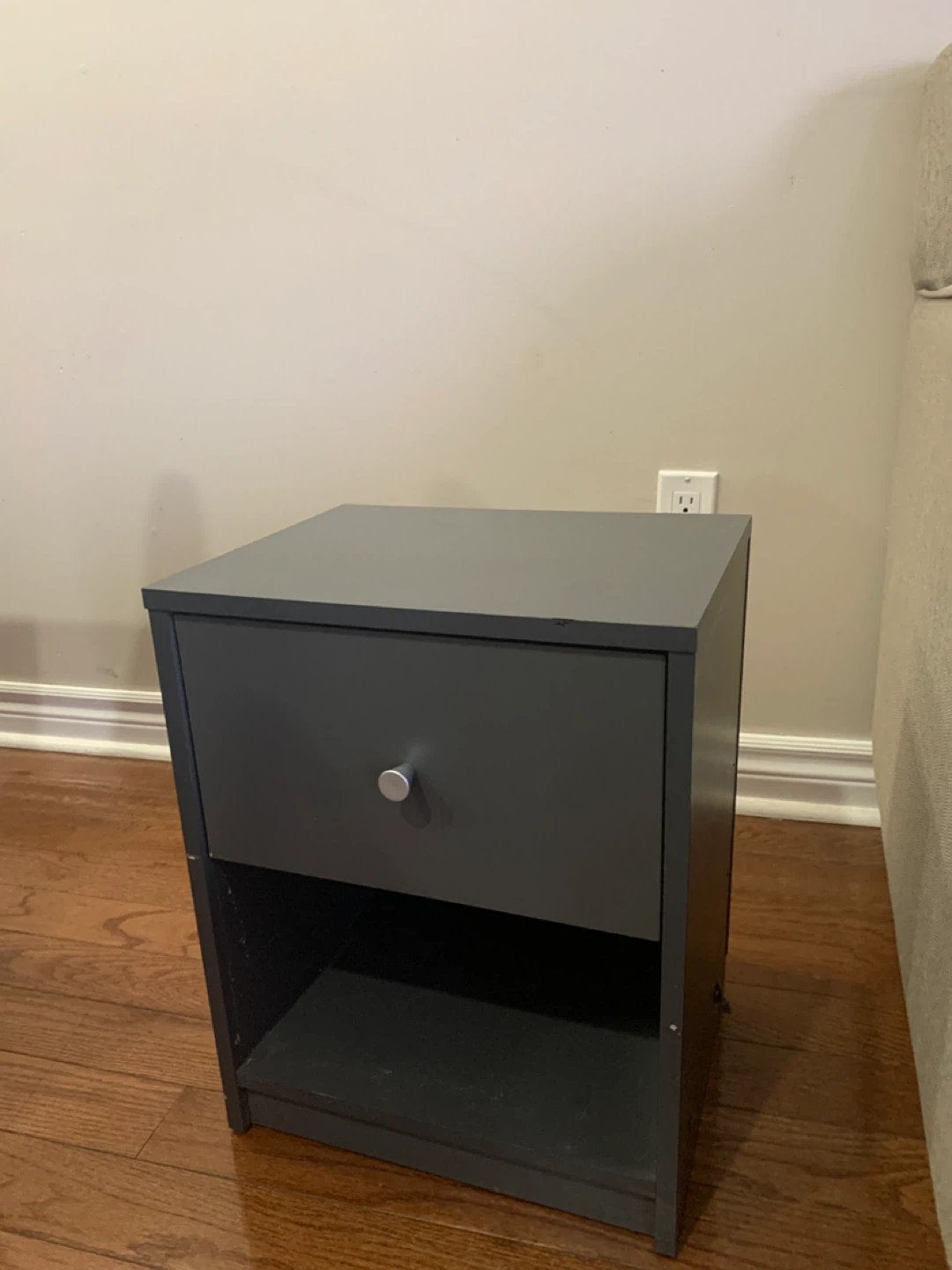 Grey Nightstand with Drawer