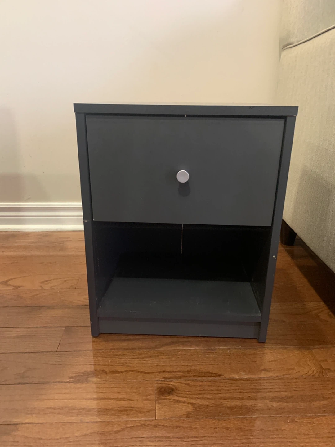 Grey Nightstand with Drawer - photo 2