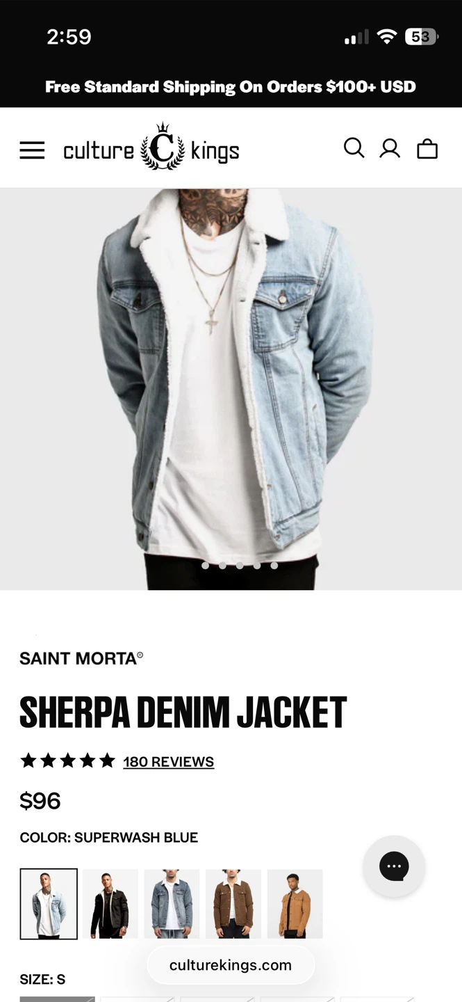 Saint Morta Sherpa Denim Jacket - Superwash Blue