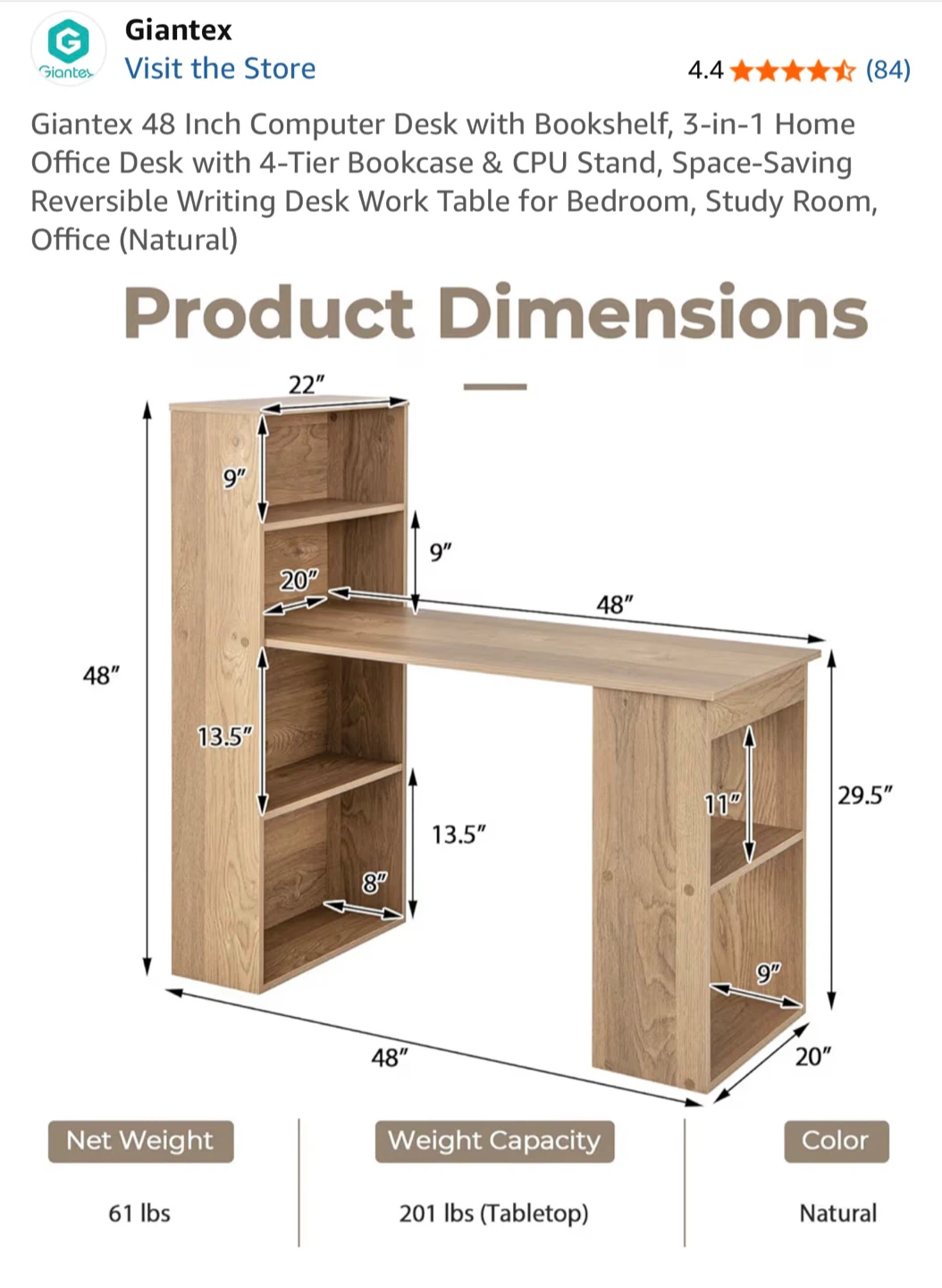 Computer Desk with Bookshelf - photo 5