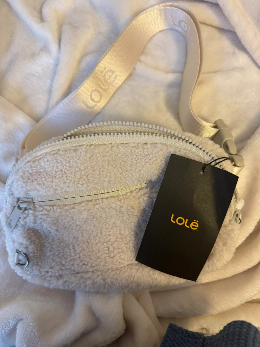 Lole Cream Teddy Fleece Fanny Pack