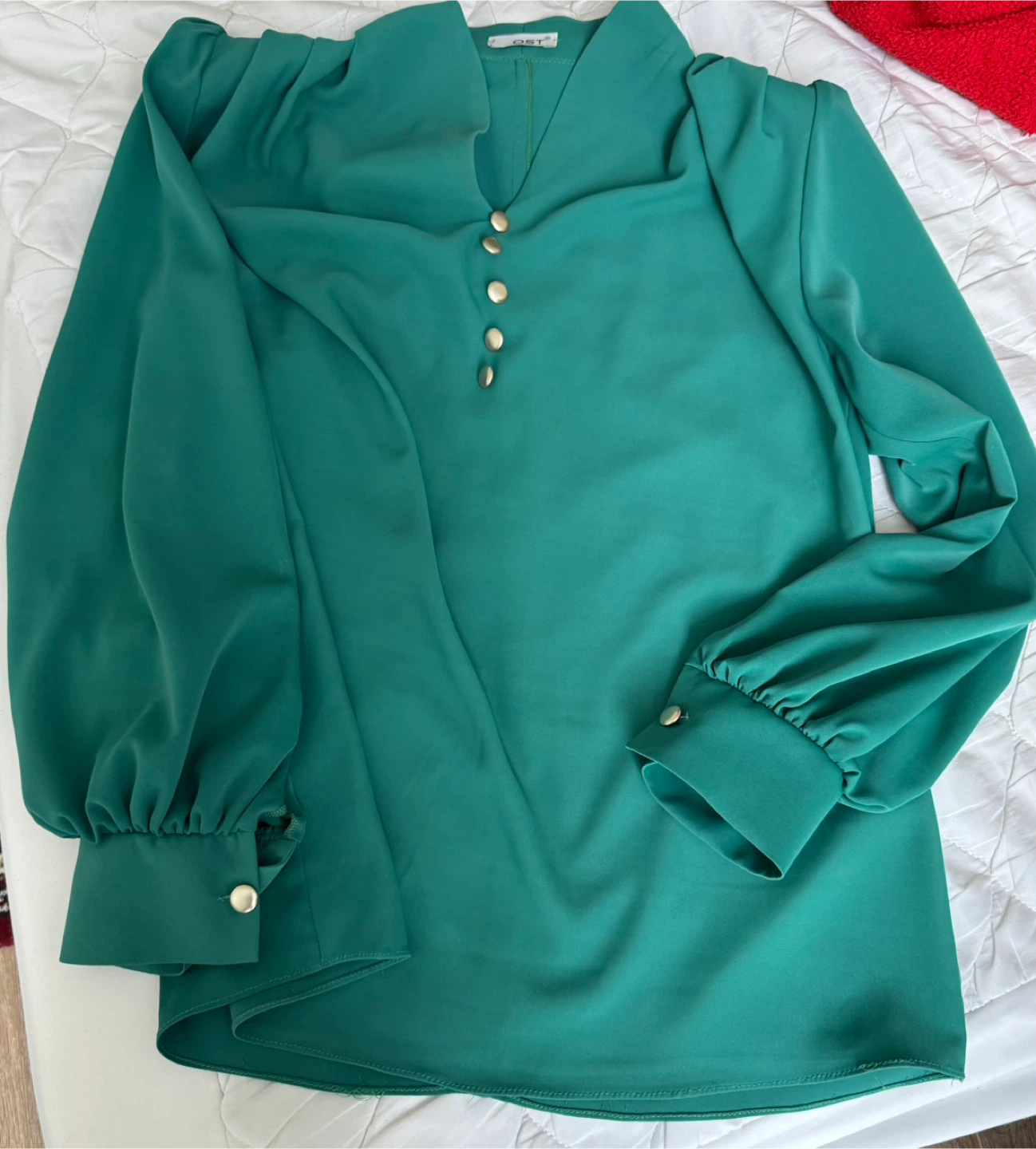 Women's Green Long Sleeve Blouse - photo 2