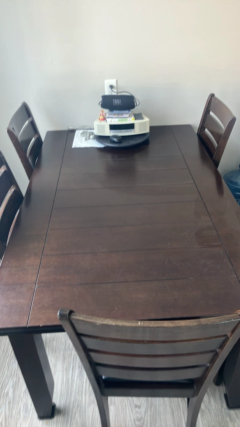 Dark Wood Dining Table with 6 Chairs