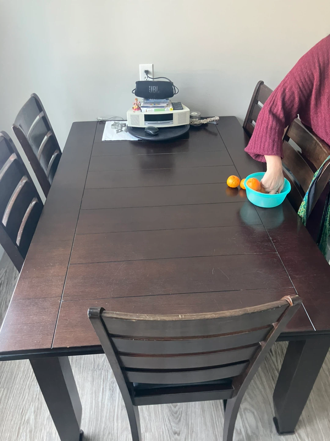 Dark Wood Dining Table with 6 Chairs - photo 3