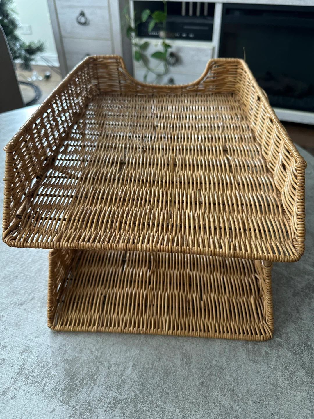Wicker Letter Paper Desk Organizer Tray