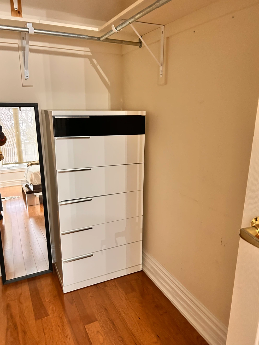 White and Black 5-Drawer Dresser