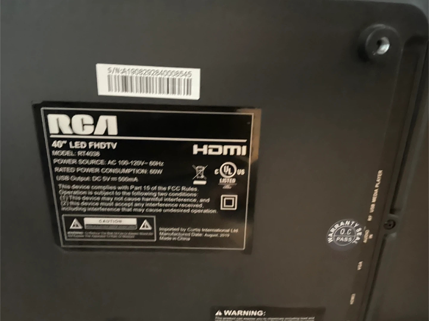 RCA 40" LED Full HD TV RT4038 - photo 3