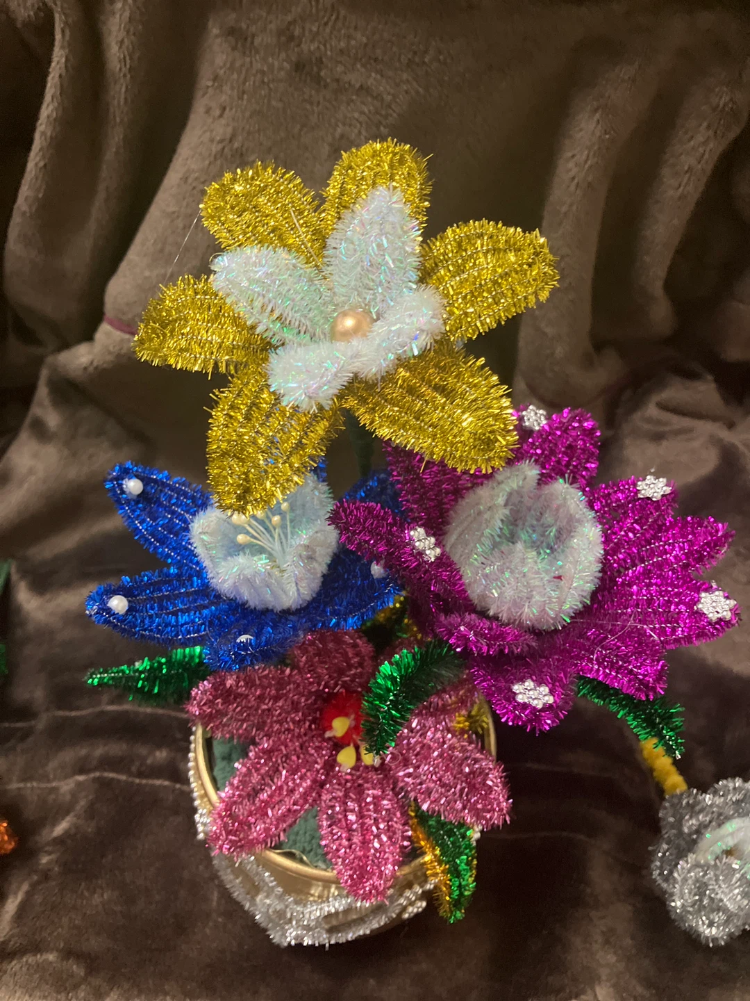 Crafted Pipe Cleaner Flowers in Decorative Pot - photo 4