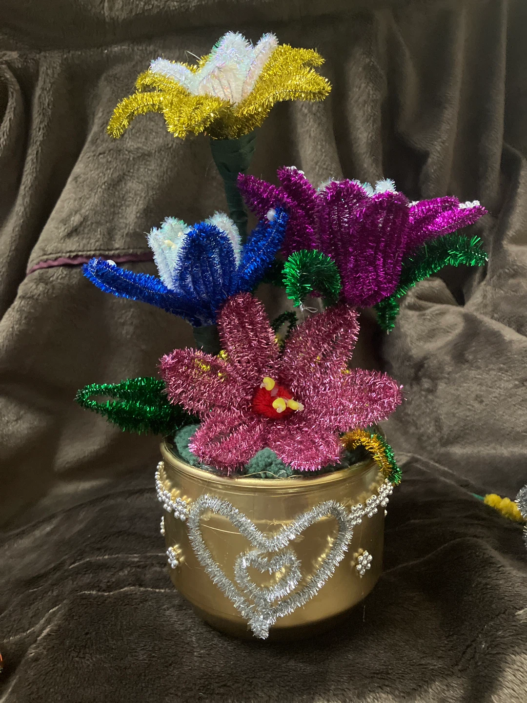 Crafted Pipe Cleaner Flowers in Decorative Pot