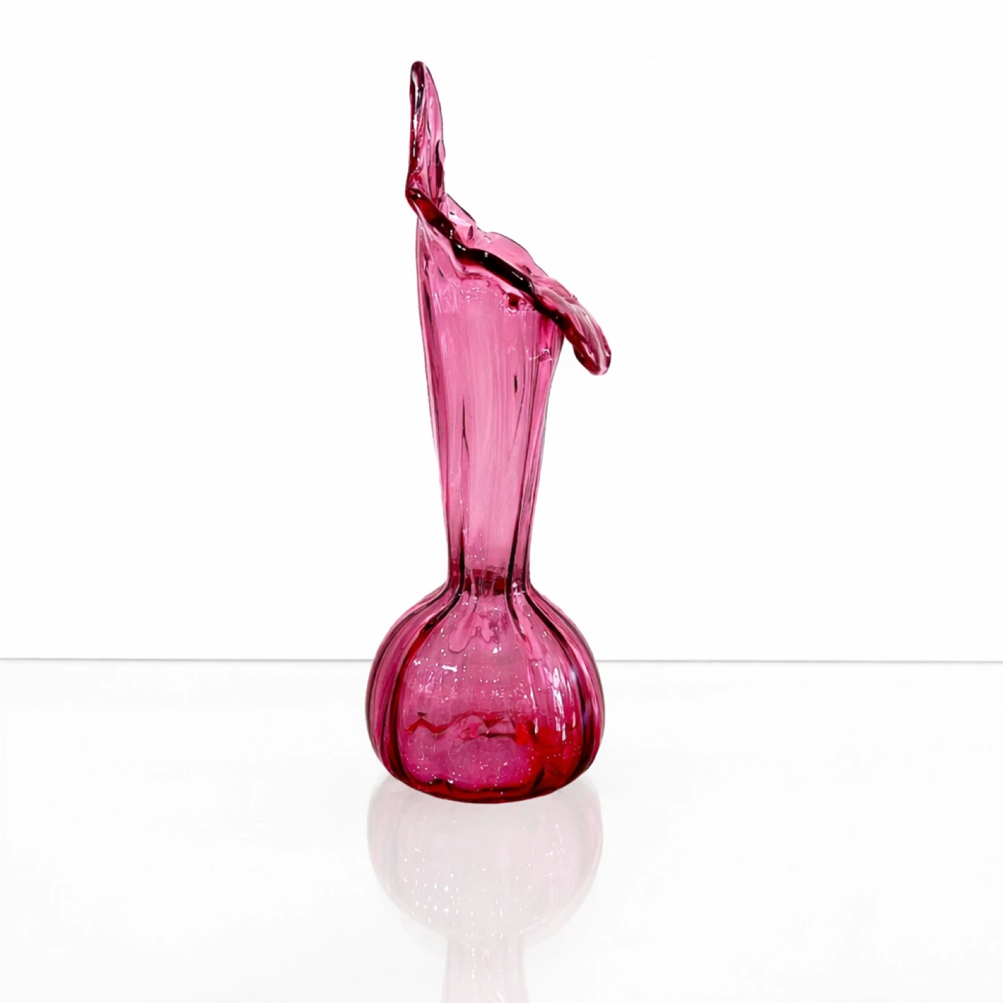 Vintage Cranberry Art Glass Vase w Flared Rim & Pontil - photo 2