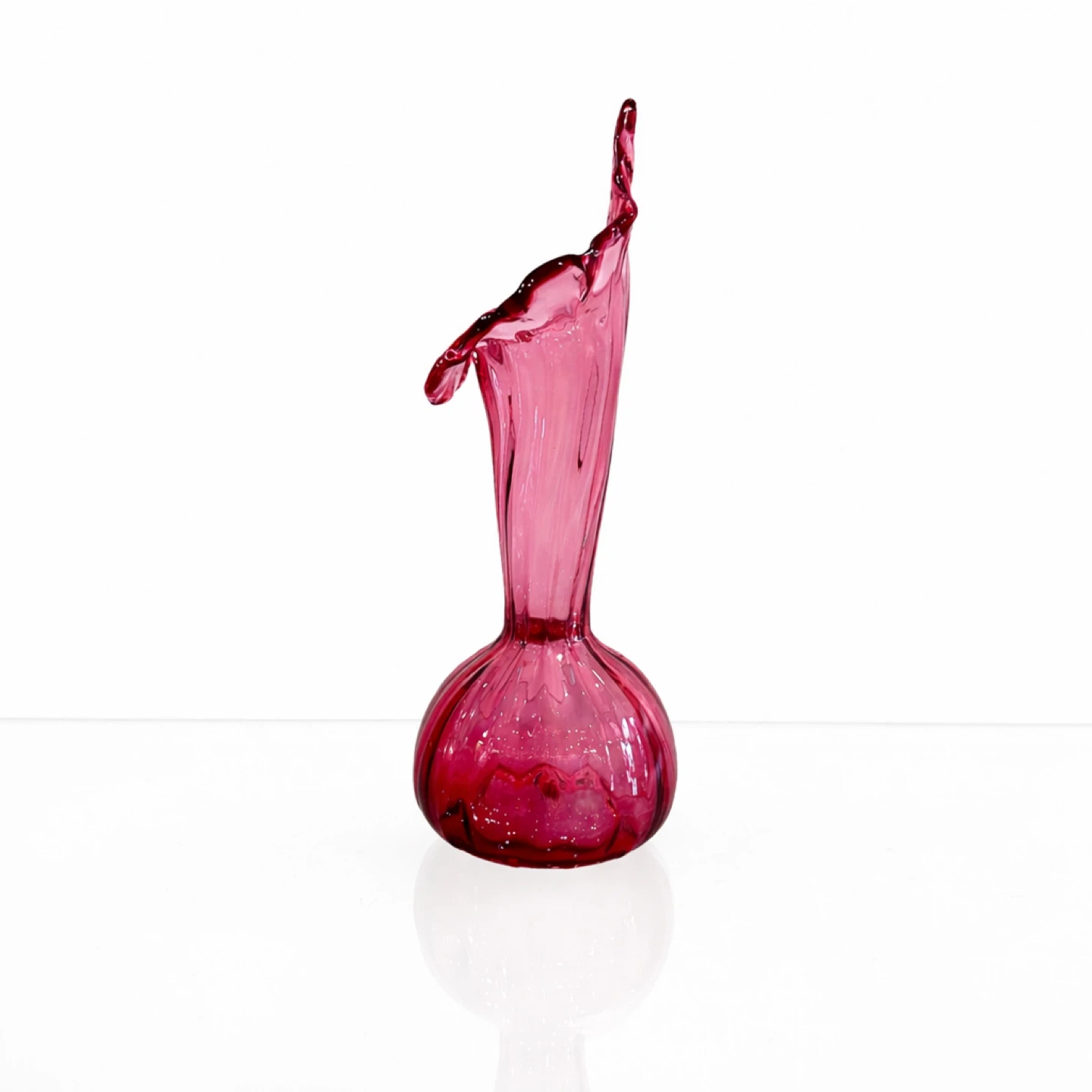 Vintage Cranberry Art Glass Vase w Flared Rim & Pontil - photo 3