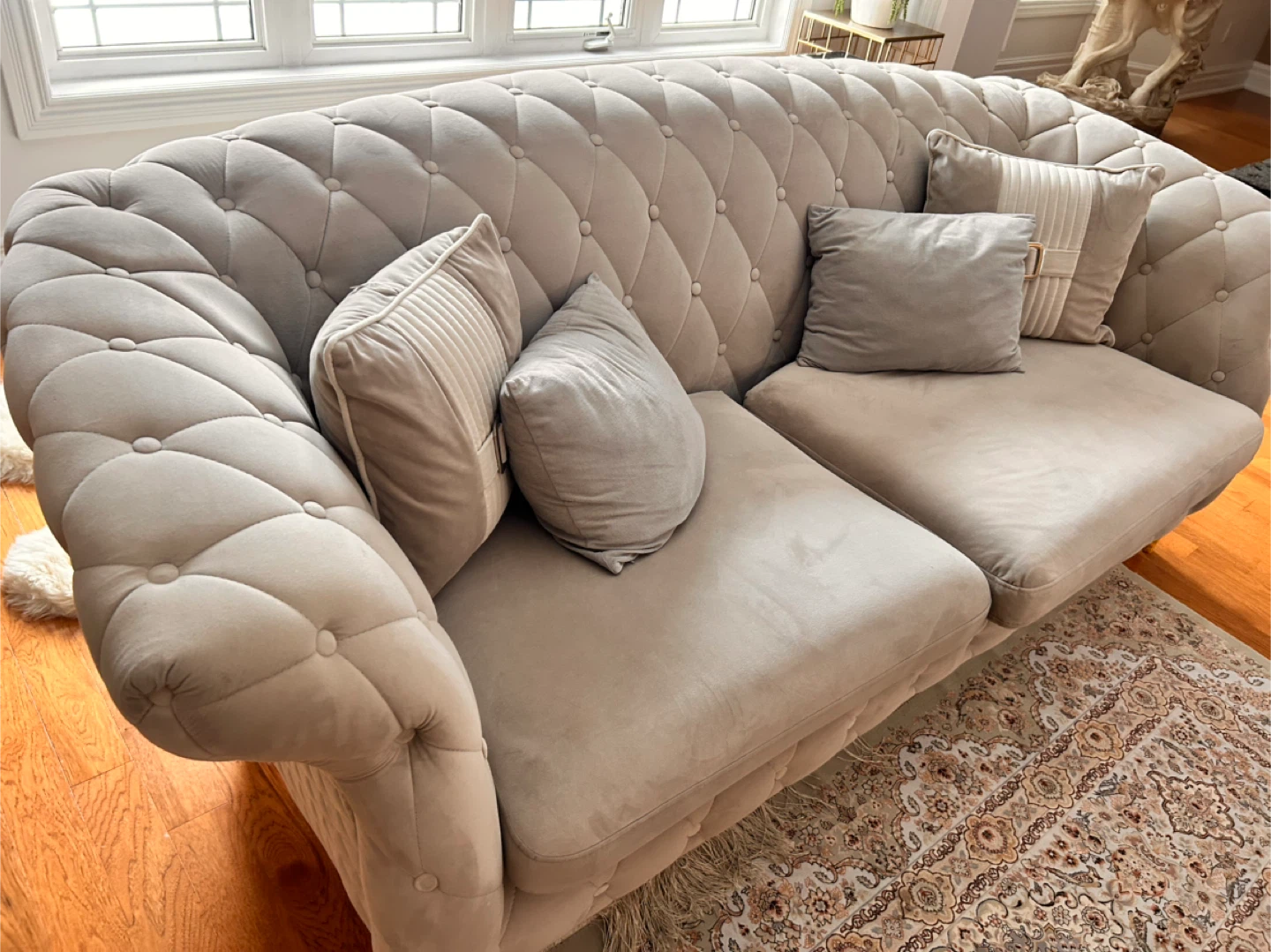 Tufted Velvet Sofa - Beige