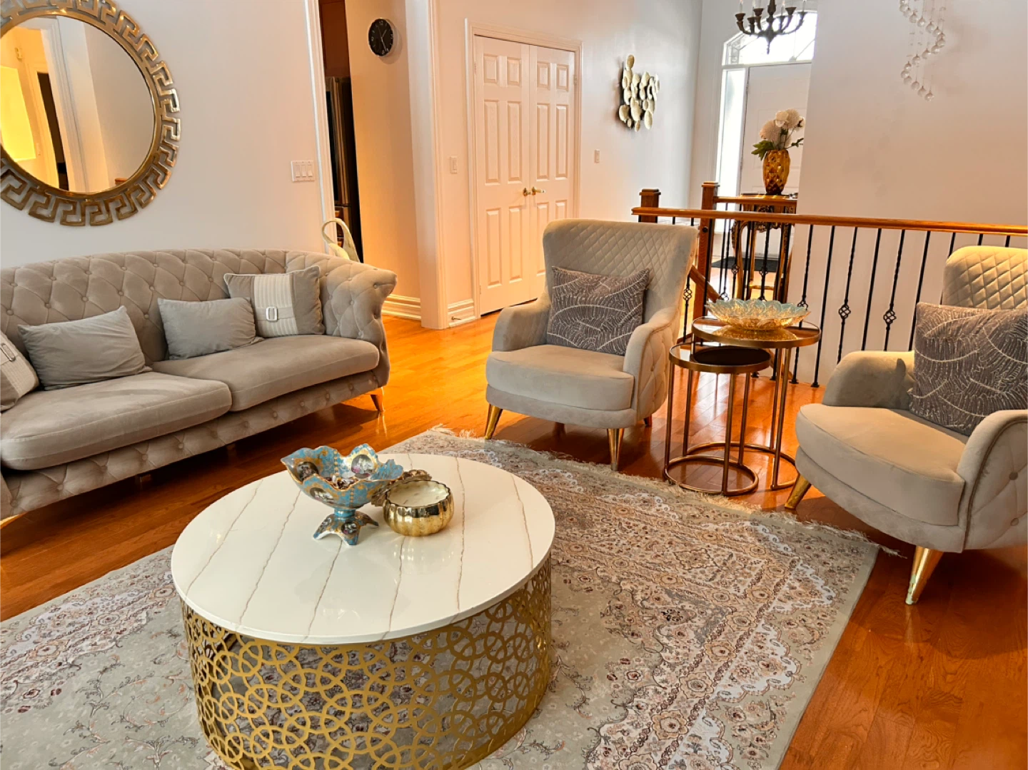 Tufted Velvet Sofa - Beige - photo 2
