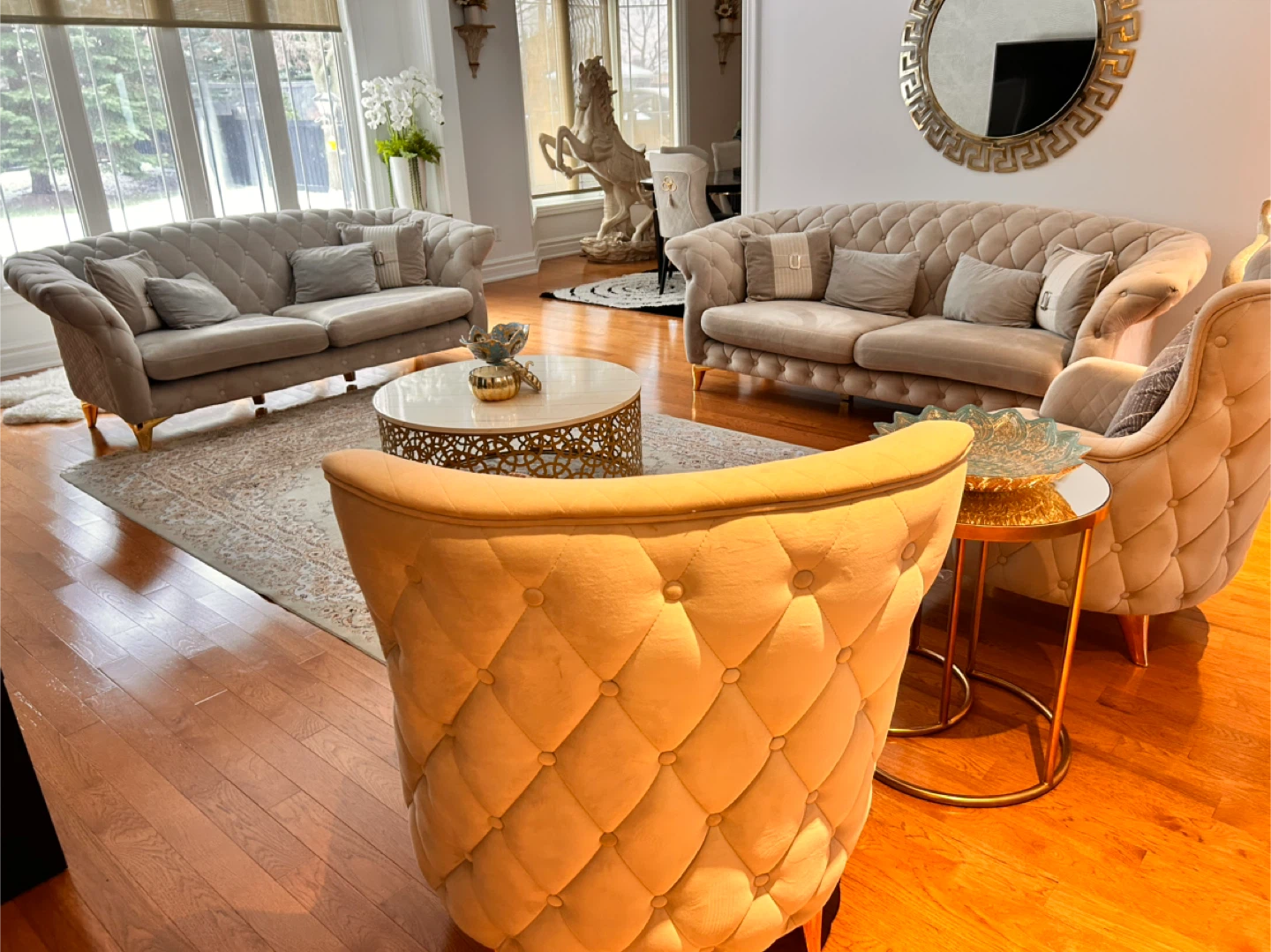 Tufted Velvet Sofa - Beige - photo 3
