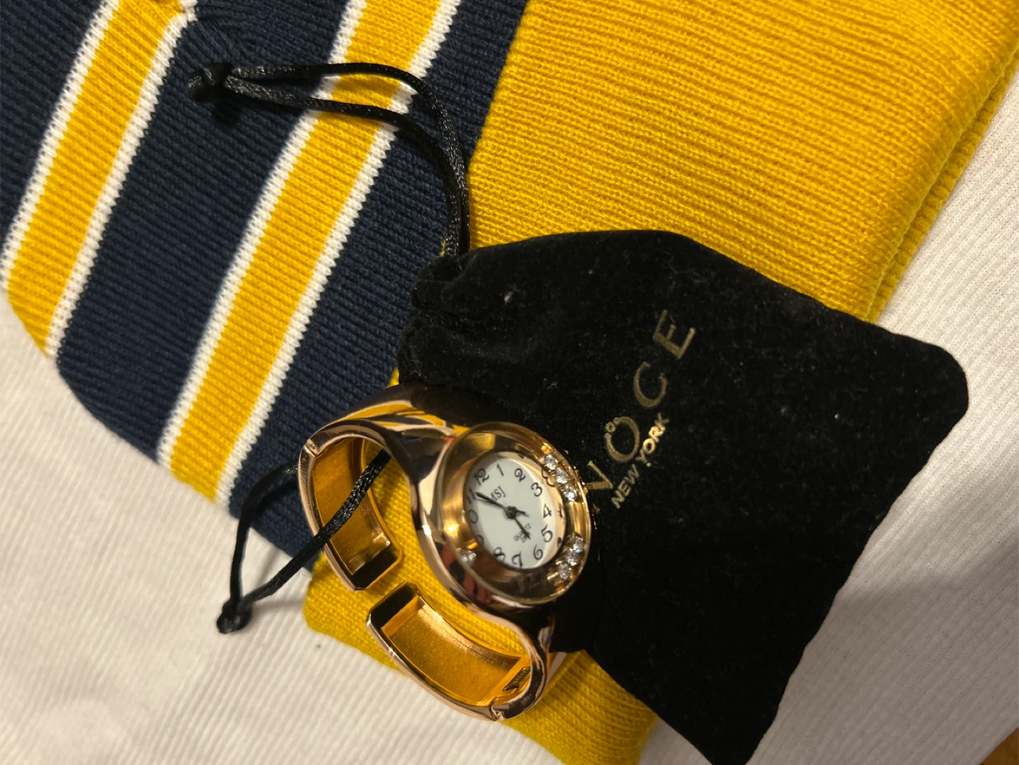 Tna Striped Beanie and Gold Tone Watch Set - photo 4