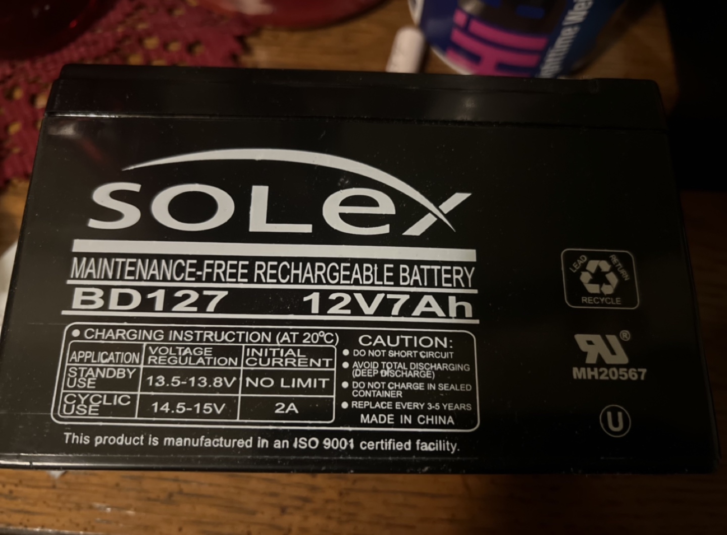 Ccell & Solex Sealed Lead Acid Rechargeable Battery 12V 7Ah - photo 3