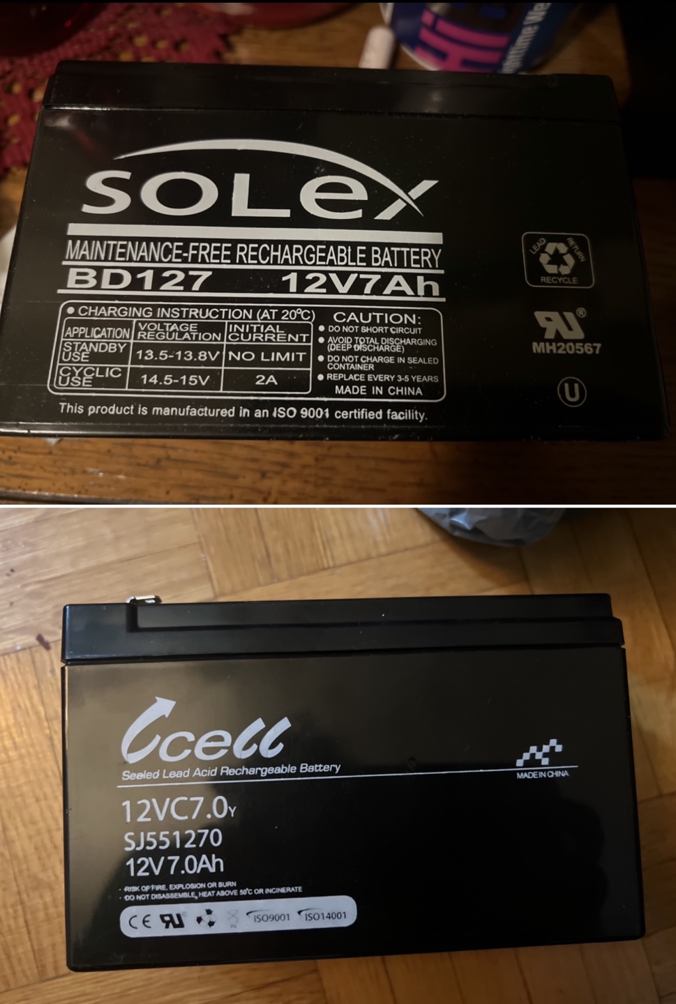 Ccell & Solex Sealed Lead Acid Rechargeable Battery 12V 7Ah