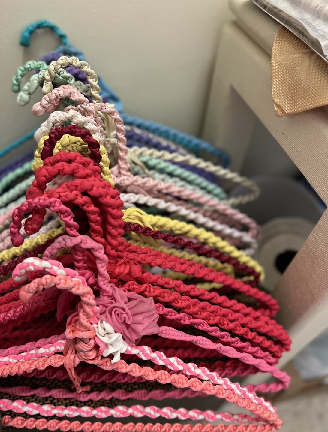 (Price of Each) colourful fabric hangers with floral accents
