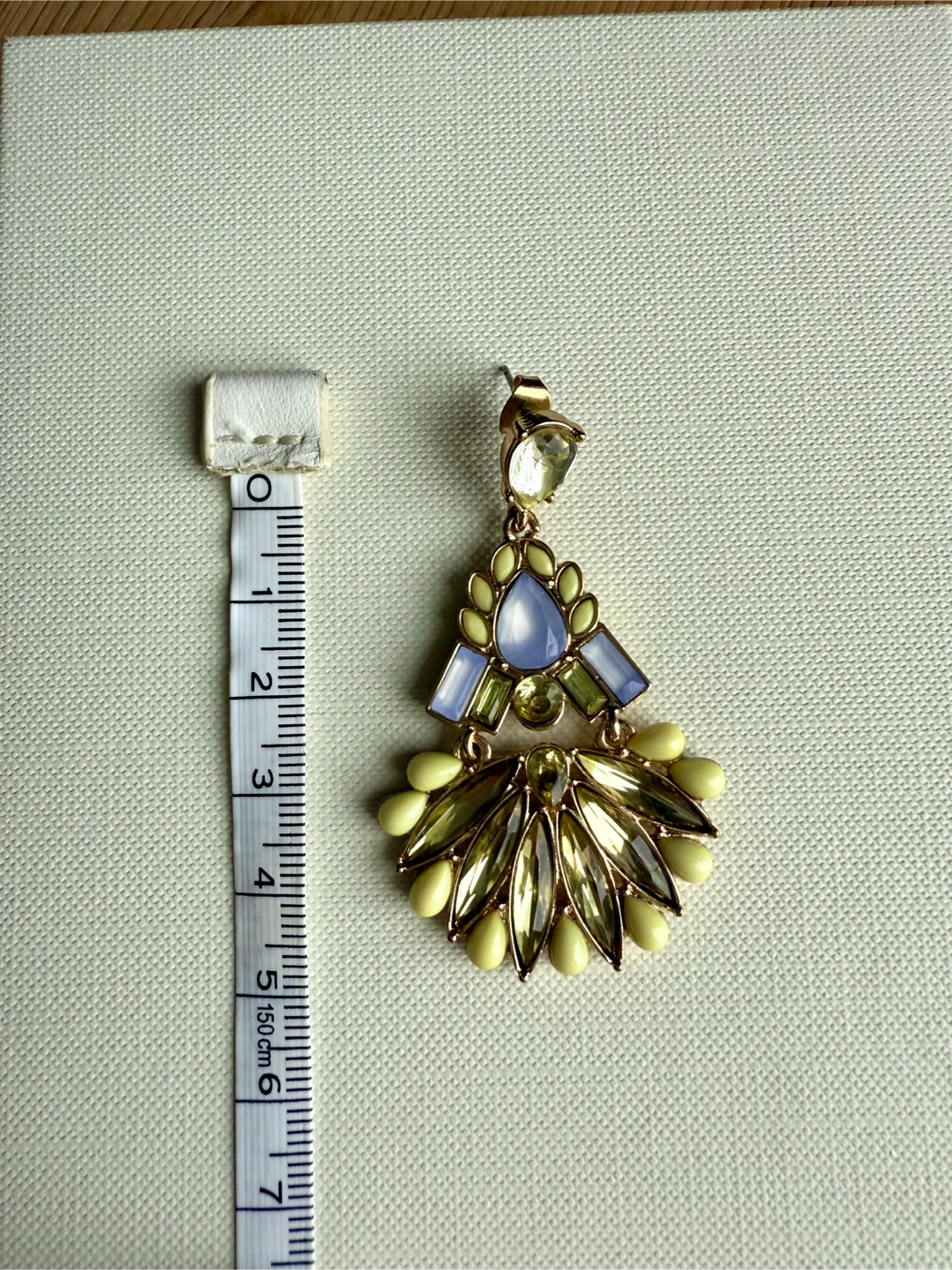 Statement Fan Earrings with Blue and Yellow Gems - photo 2