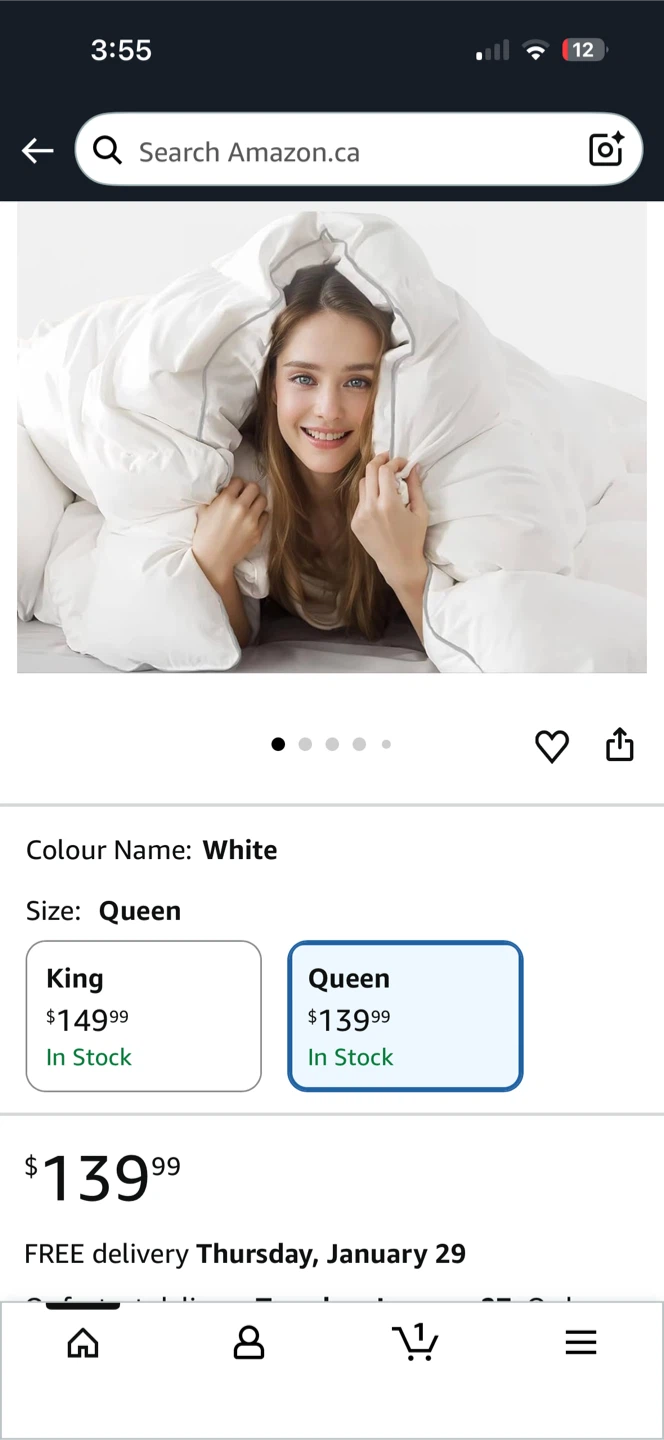 100% Cotton Comforter Queen Size 90x90"