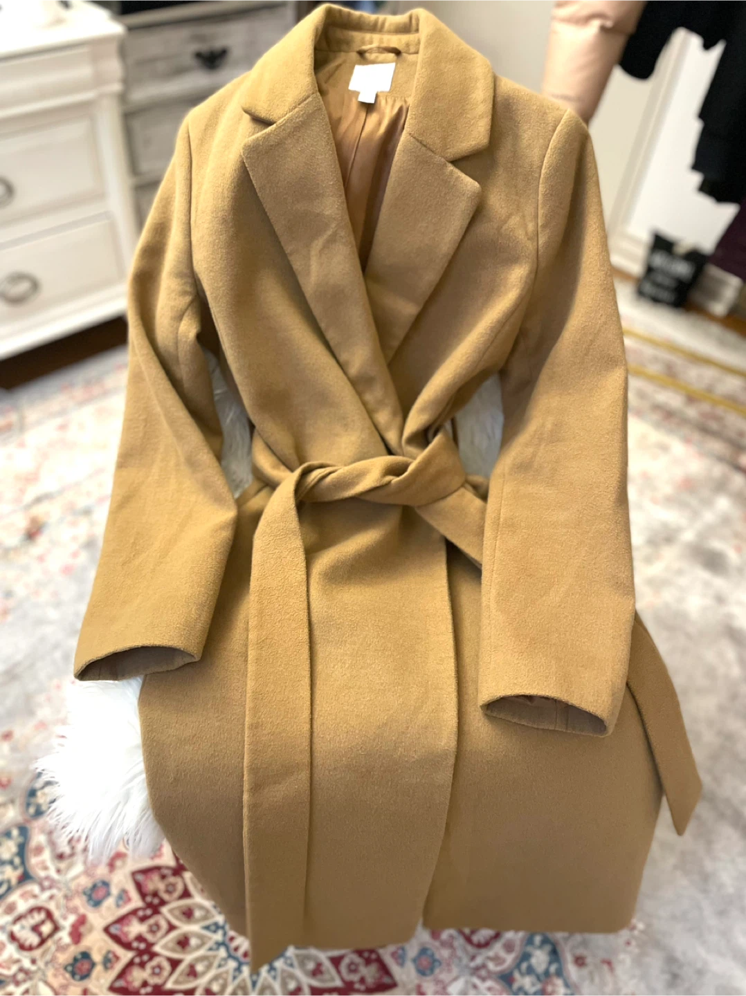 H&M Camel Wool Blend Wrap Coat - Size EUR 36 - photo 3