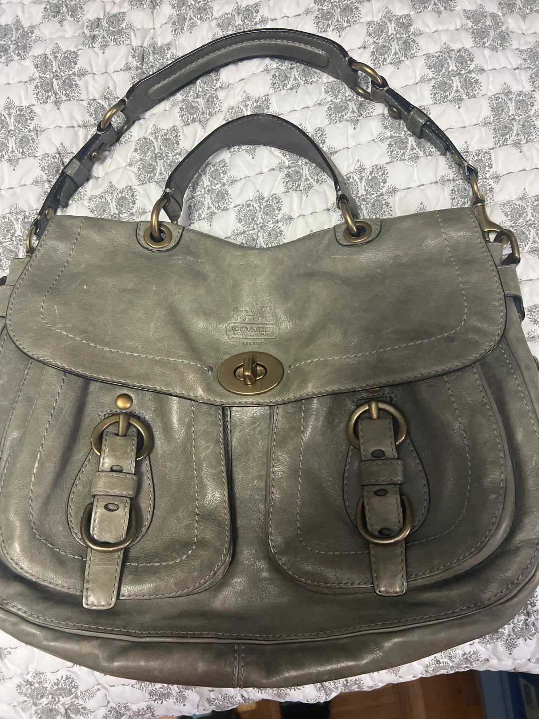 Coach Grey Leather Shoulder Bag