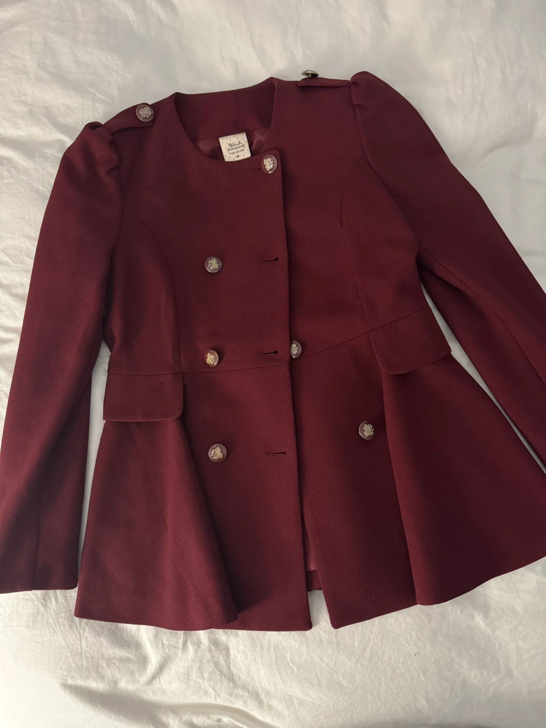 Black Diamond Peplum coat - Burgundy - Size M