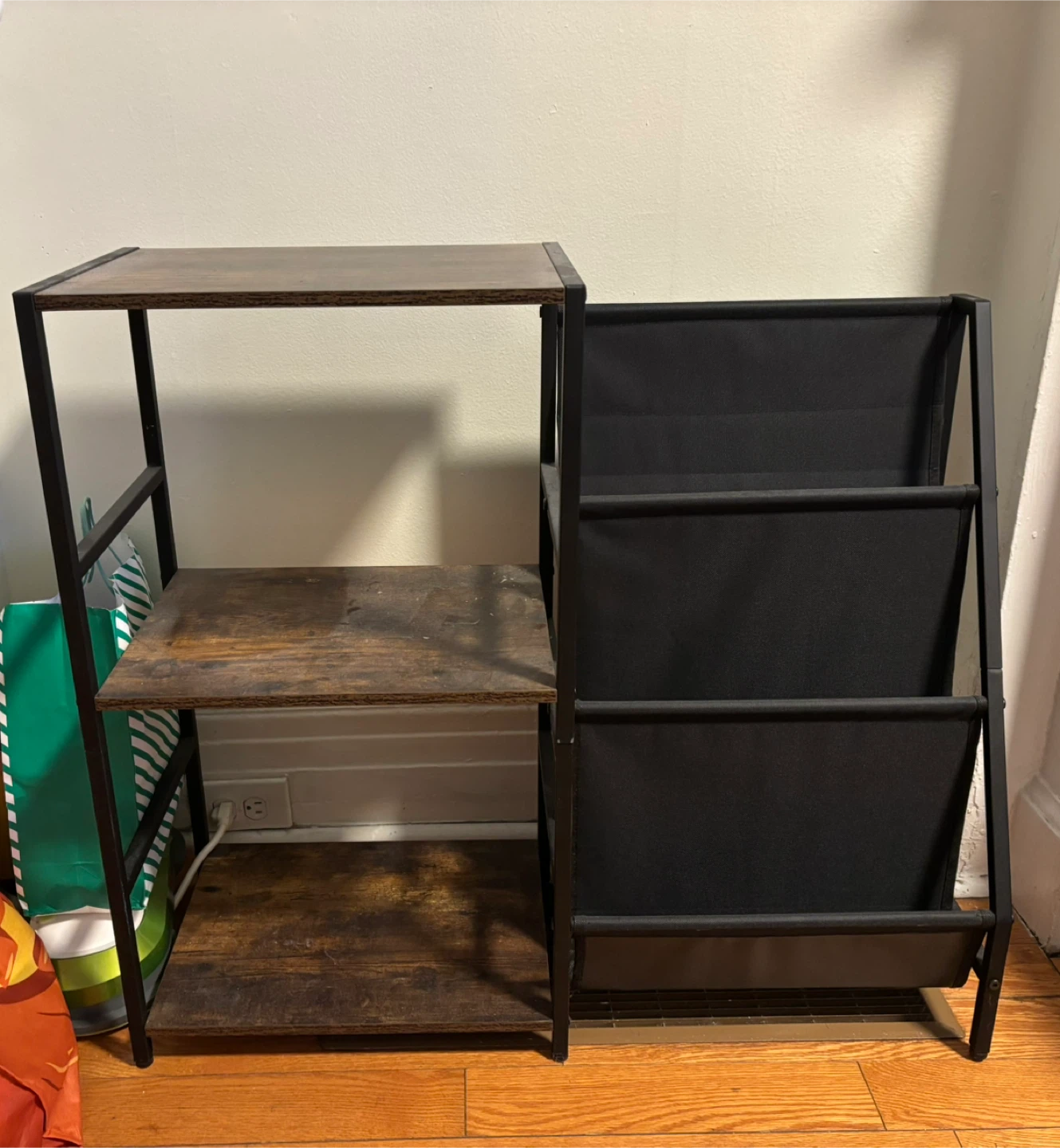 Wood and Metal Bookshelf / Magazine Rack