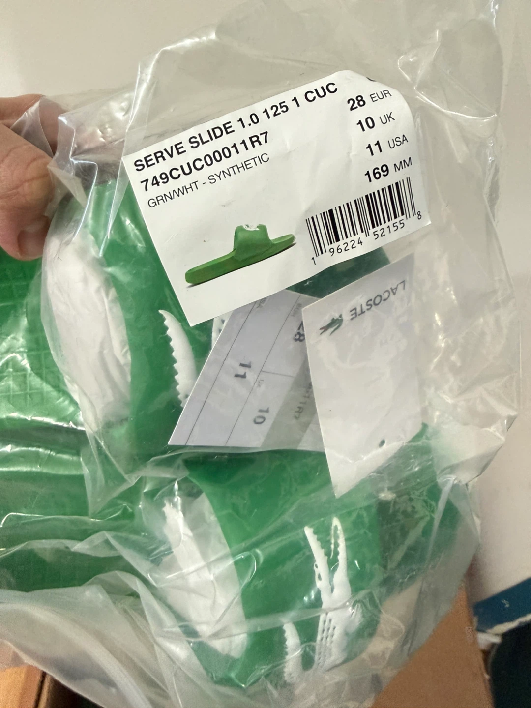 Kids Lacoste Serve Slide 1.0 Green Slides Size 11 US - photo 3