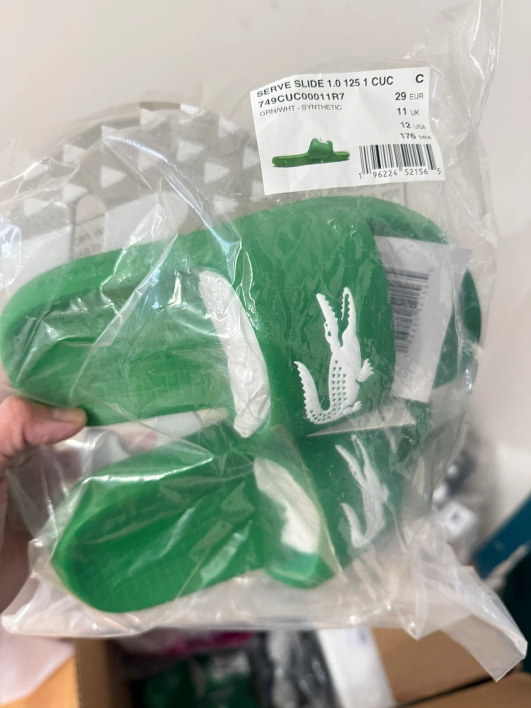 Kids Lacoste Serve Slide 1.0 Green Slides Size 11 US
