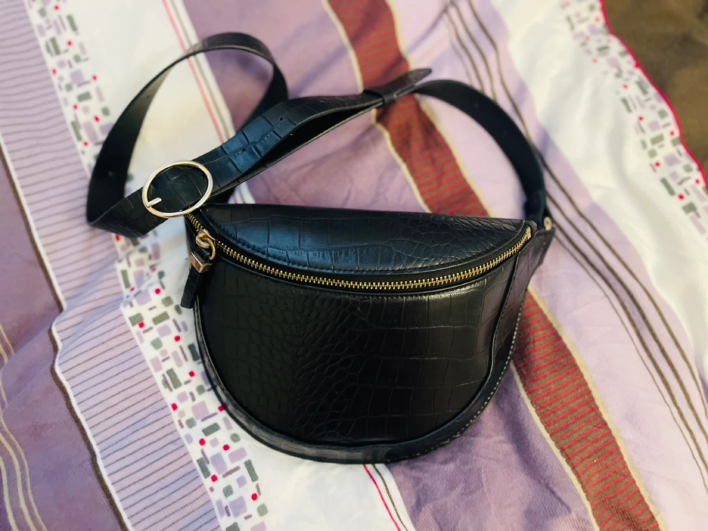 Black Crocodile Embossed Fanny Pack - photo 2