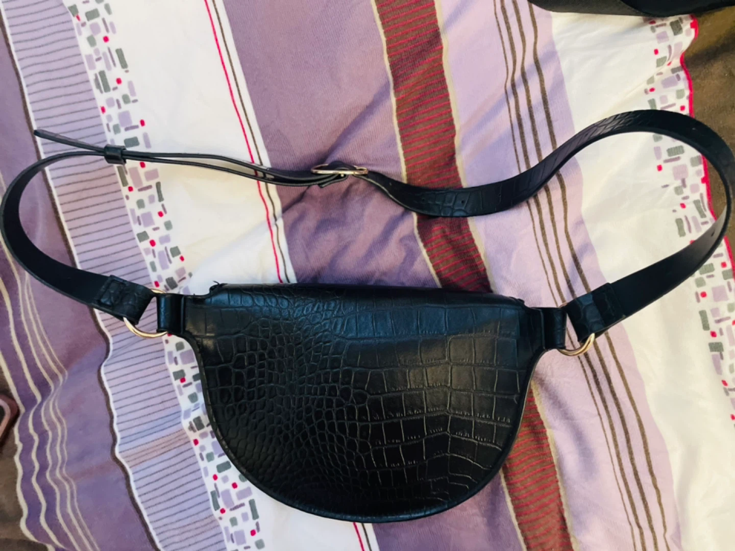 Black Crocodile Embossed Fanny Pack - photo 3