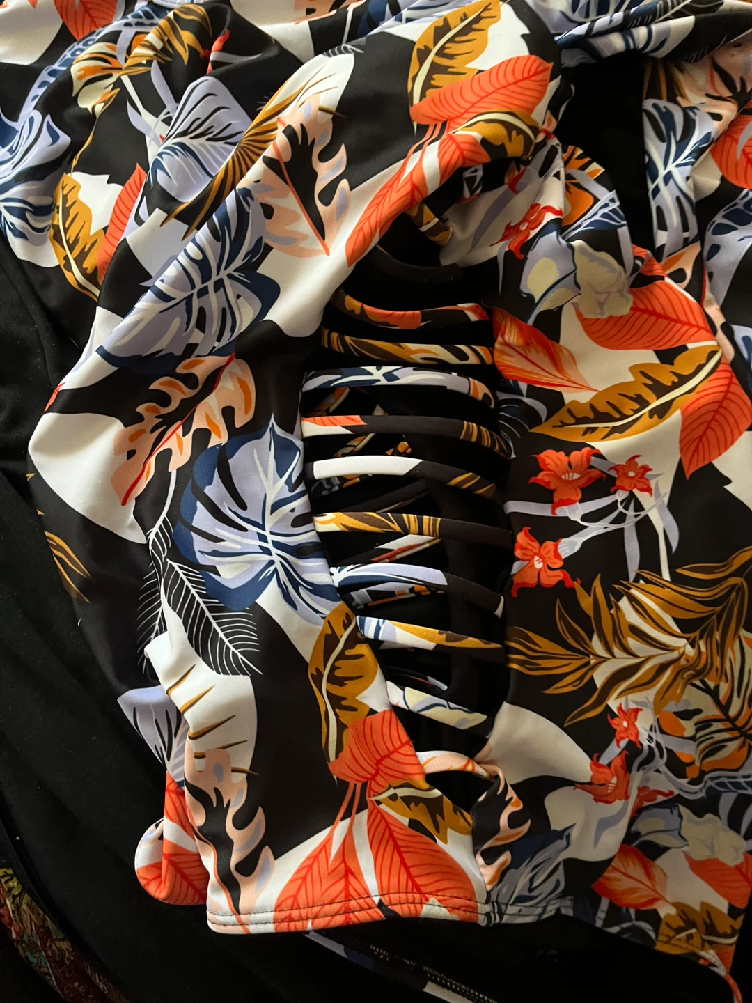 Long Sleeve Tropical Print Swimsuit, no tag, M - photo 3