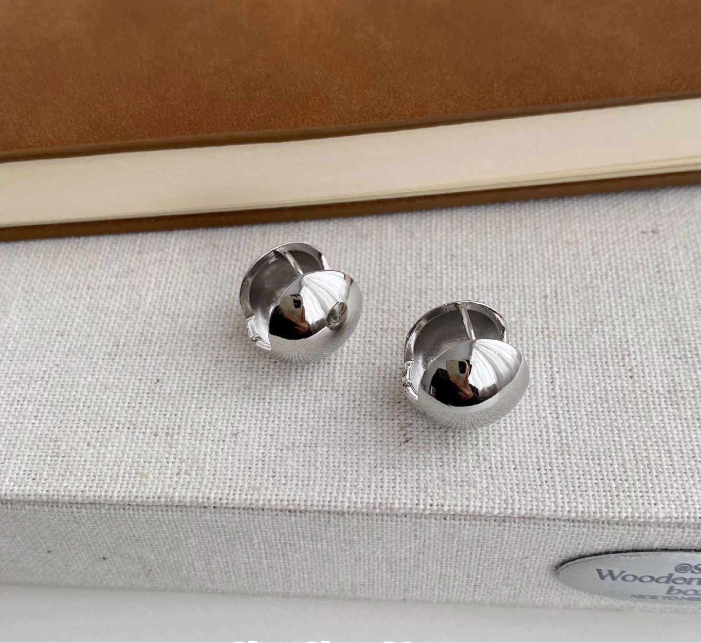 Silver ball clip On Earrings,Silver,Half dome dot Earrings - photo 4