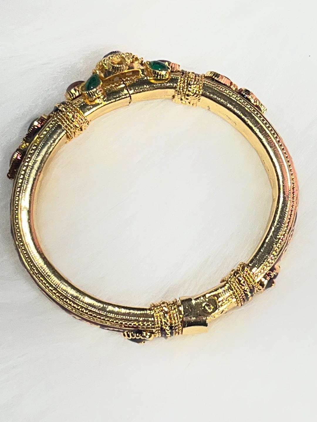Gold Tone Bracelet with Red and Green Stones - photo 5