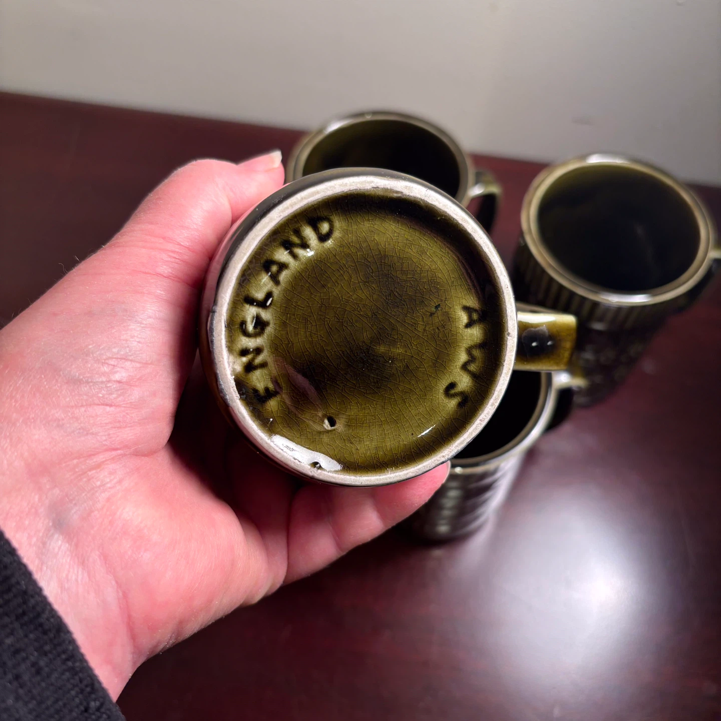 Set of 4 Vintage Green Ceramic Mugs - photo 3