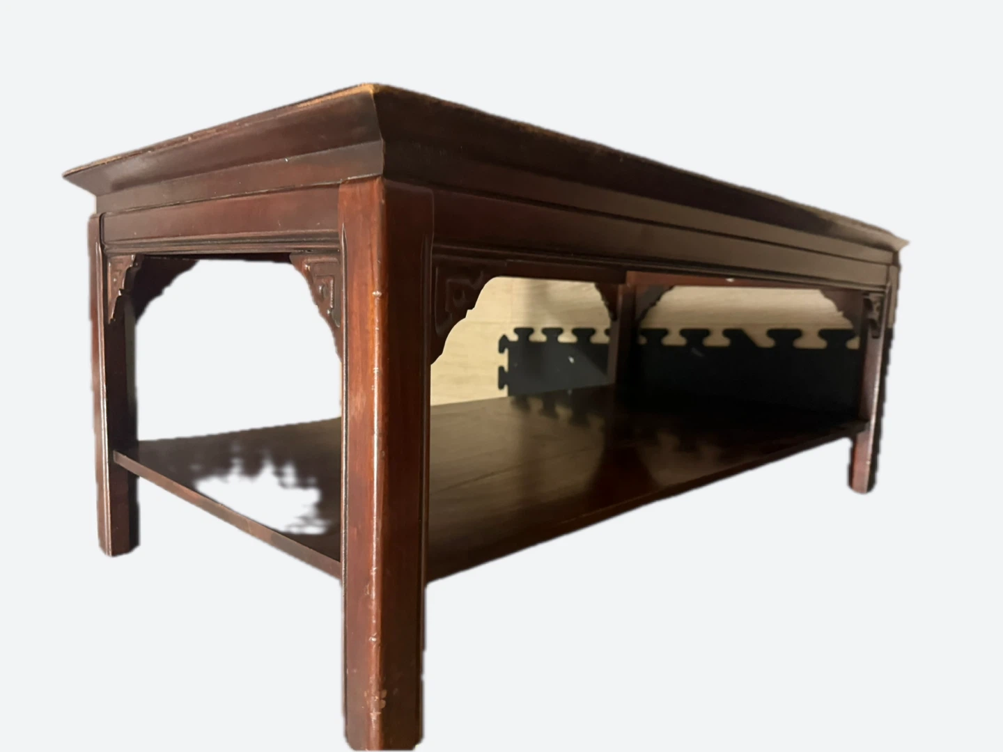 Vintage Mahogany Leather Top Coffee Table - photo 3
