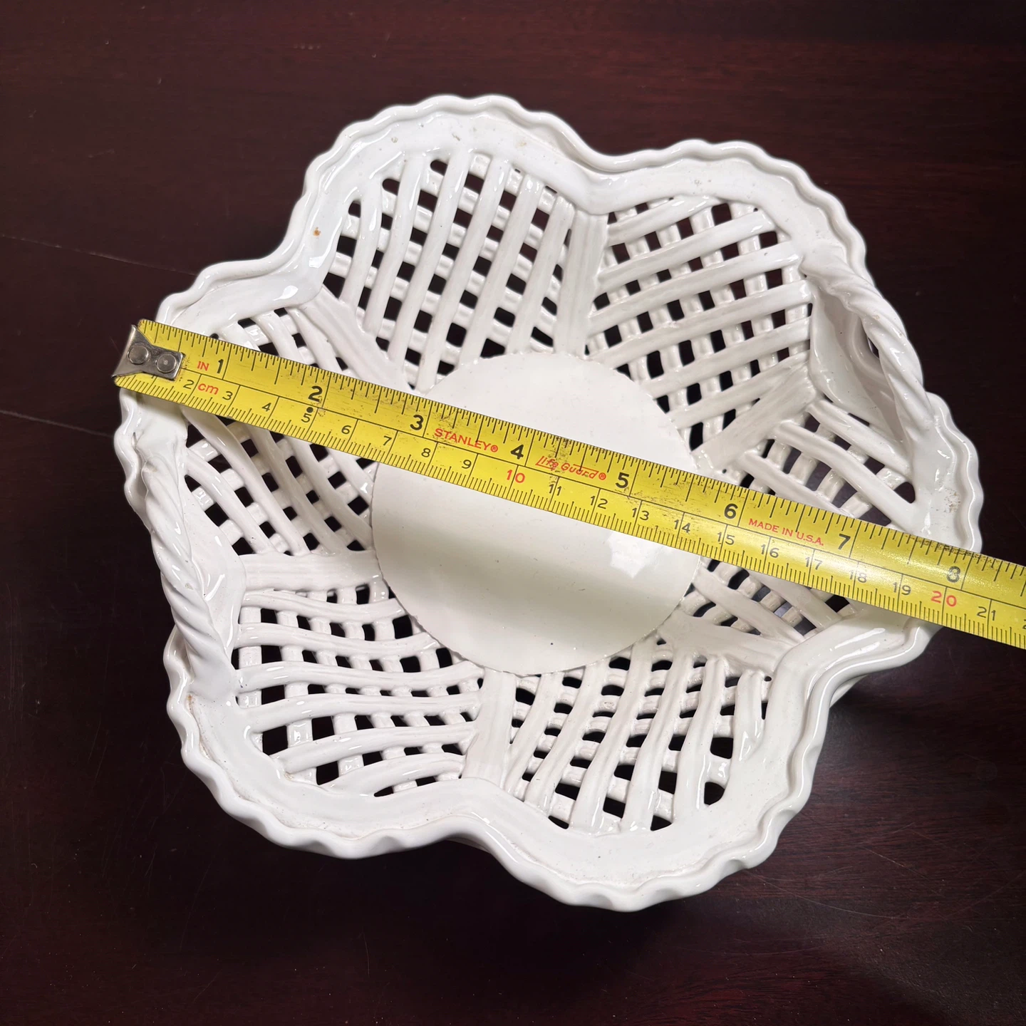 White Ceramic Lattice Basket Made in Portugal - photo 5